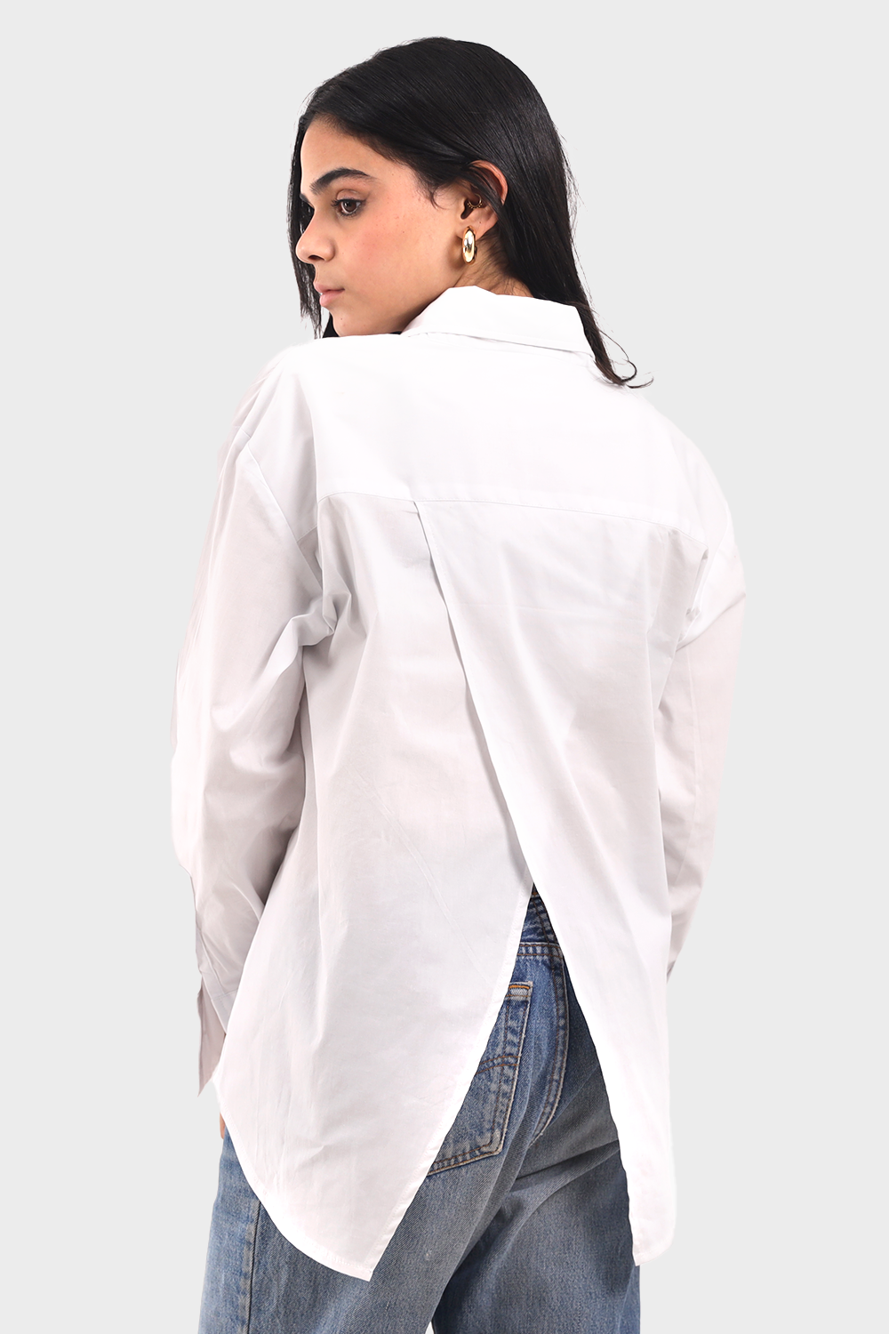 White Back Slit Shirt