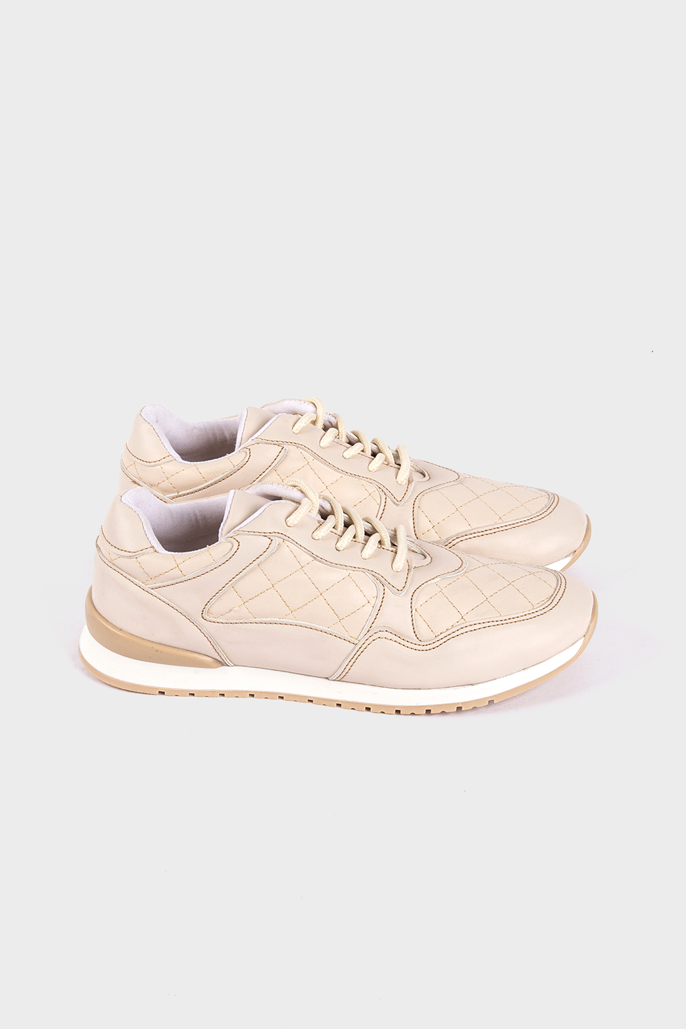 Beige Sided Stitch Sneakers