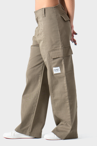 Olive Wide Leg Cargo Pants