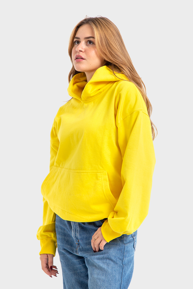 Feature Line, Yellow Oversized Plain Hoodie