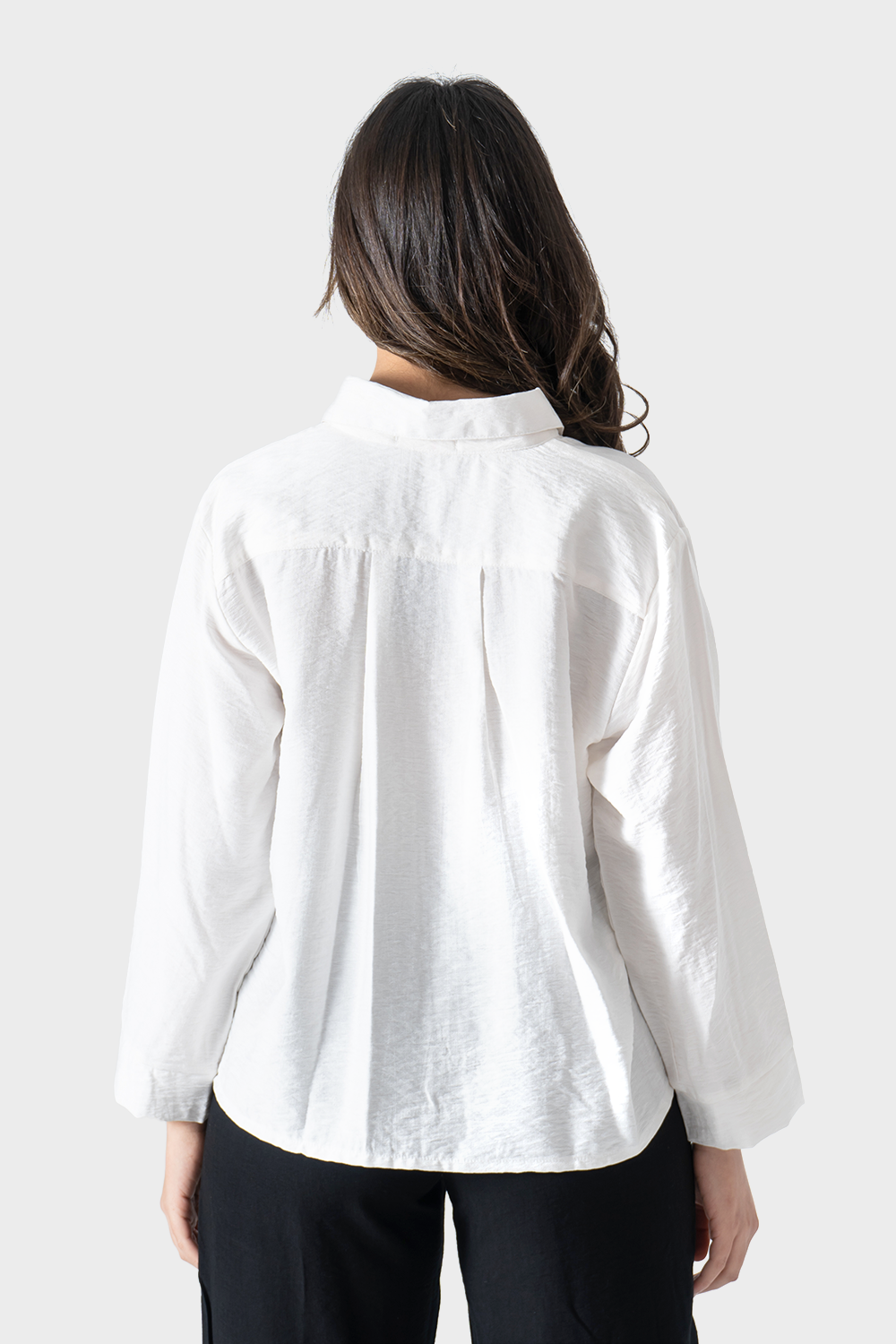 White Long Sleeves Linen Shirt With Pockets