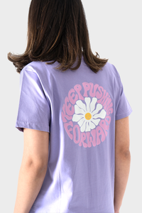 Lavender Flower Printed Short Sleeve T-Shirt