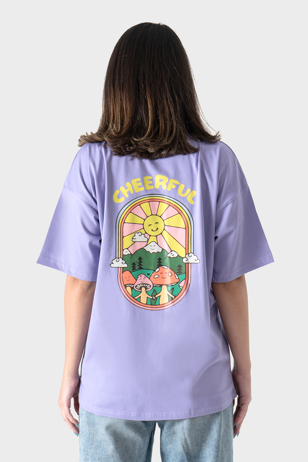 Lavender Printed Over-Sized T-Shirt
