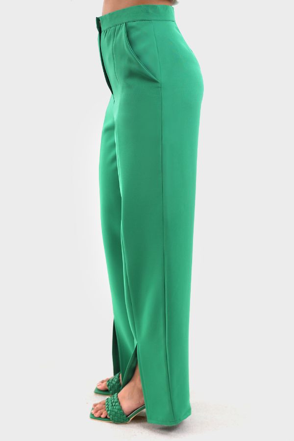 Green Front Slits Pants