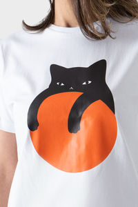 Black Cat Printed Short Sleeve T-Shirt