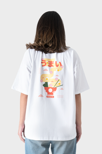 White Noodles Printed Over-Sized T-Shirt