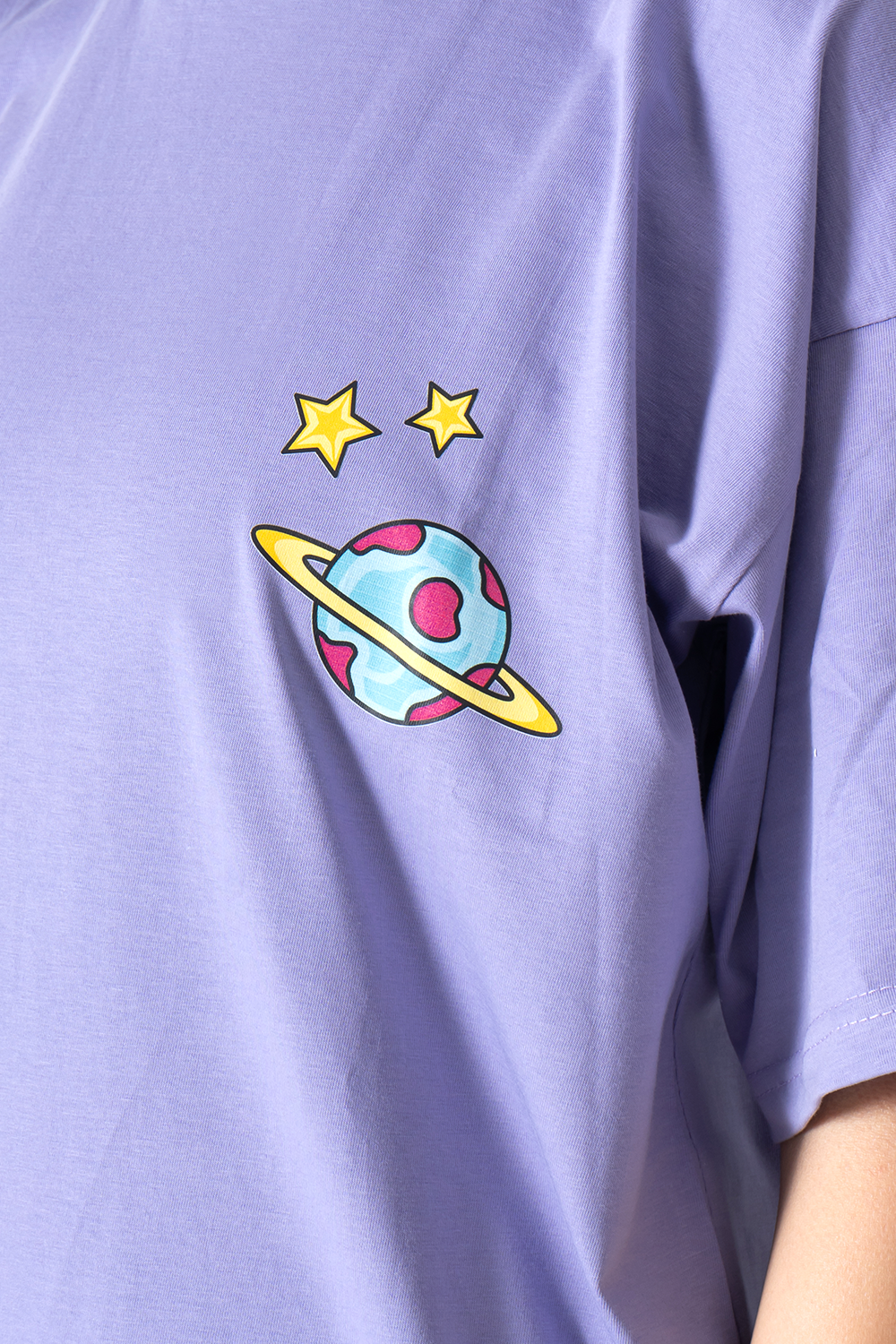 Lavender Space Printed Over-Sized T-Shirt