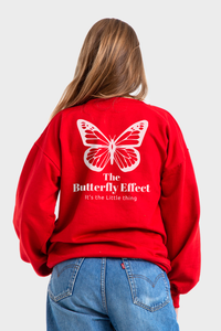 Red Oversized Crew Printed Sweatshirt