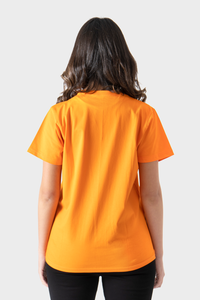 Orange Front Printed Short Sleeve T-Shirt