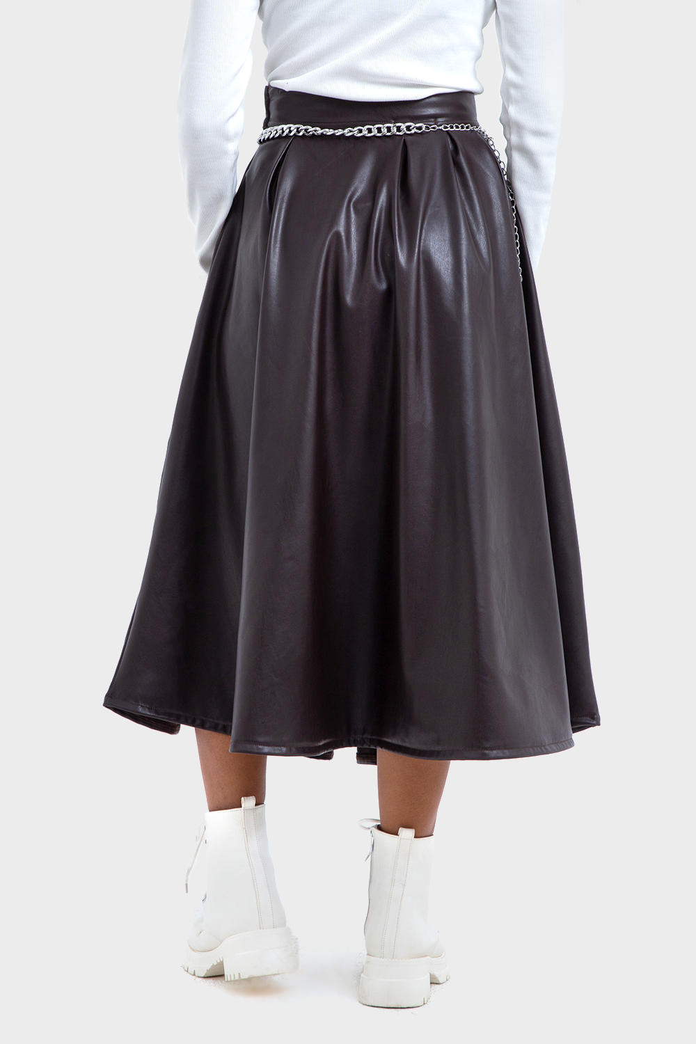 Dark Brown Maxi Leather Skirt