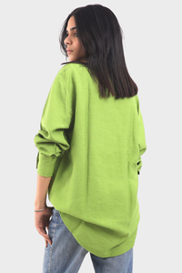 Yellow Green Oversized Linen Shirt