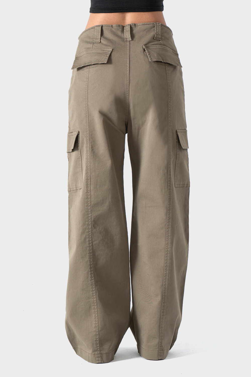 Olive Wide Leg Cargo Pants