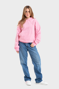 Feature Line, Pink Oversized Plain Hoodie