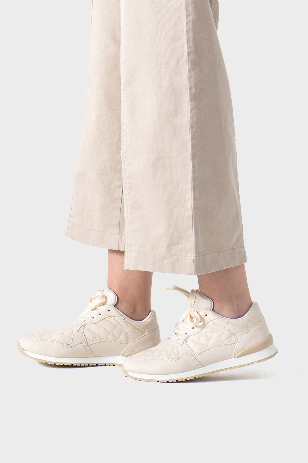 Beige Sided Stitch Sneakers