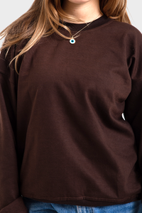 Brown Oversized Crew Neck Sweatshirt