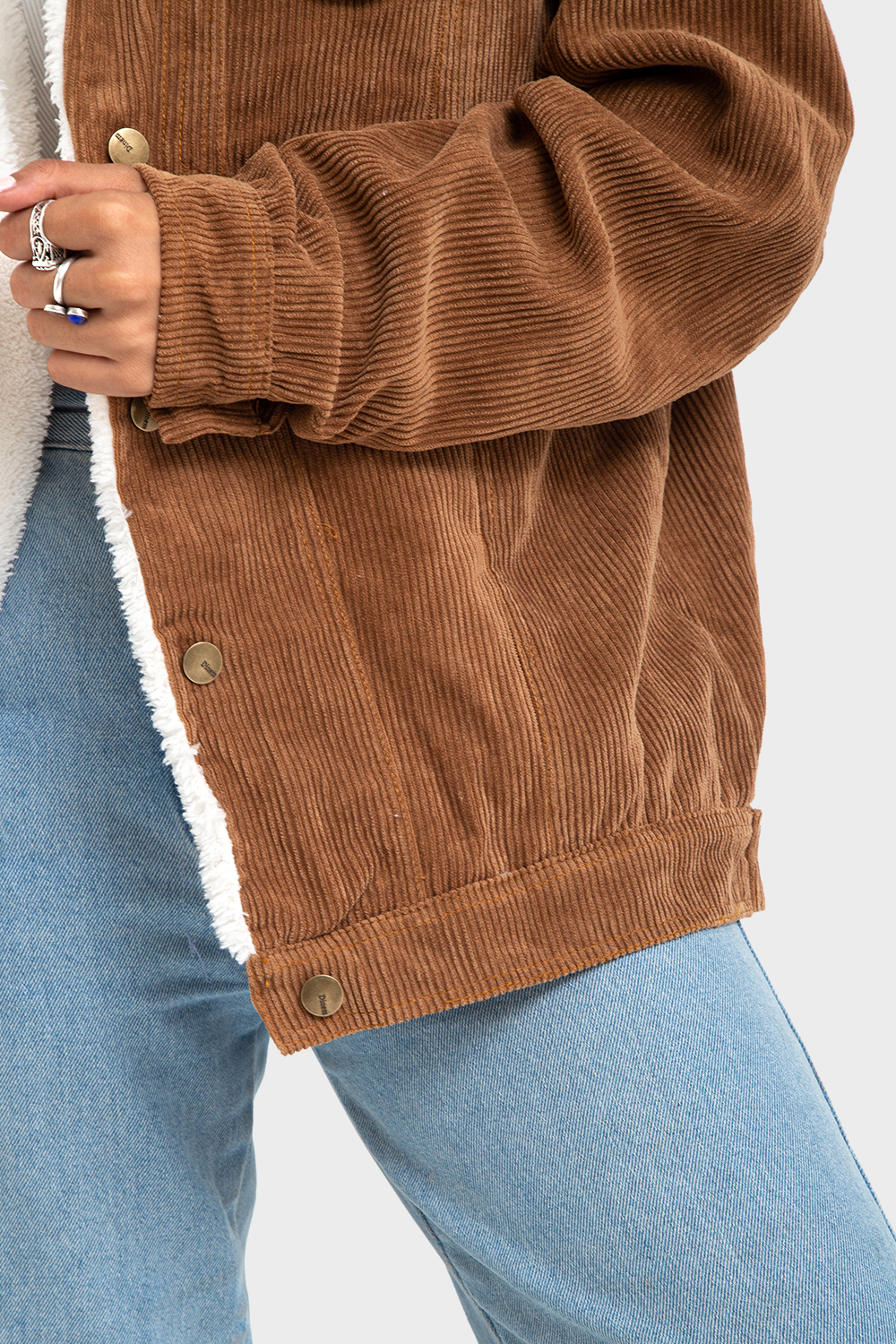 Brown Front Pocket High Hips Jacket