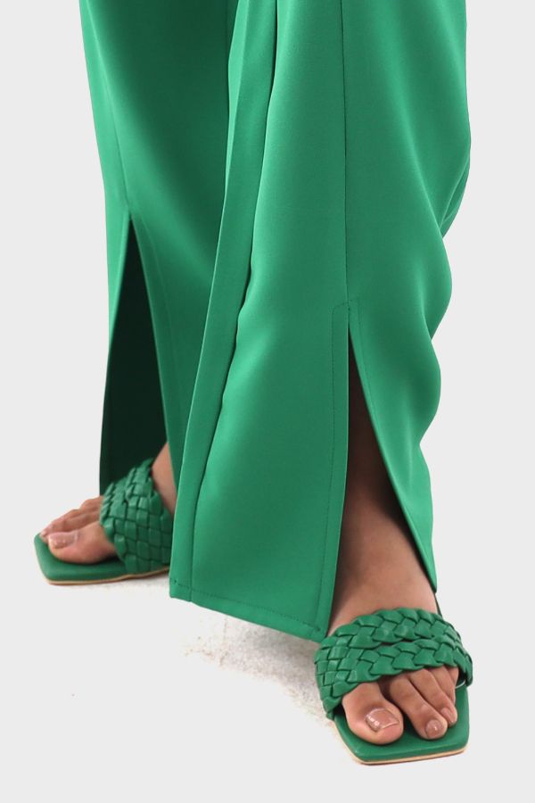 Green Front Slits Pants