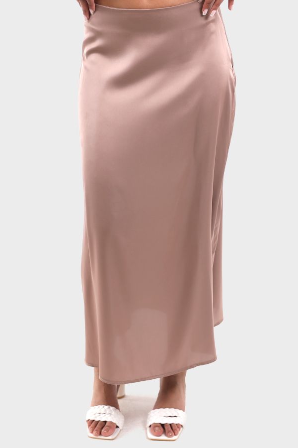 Rosy Brown Maxi Plain Skirt