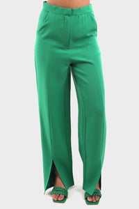 Green Front Slits Pants