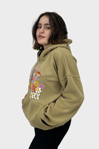 Sand Oversized Printed Hoodie