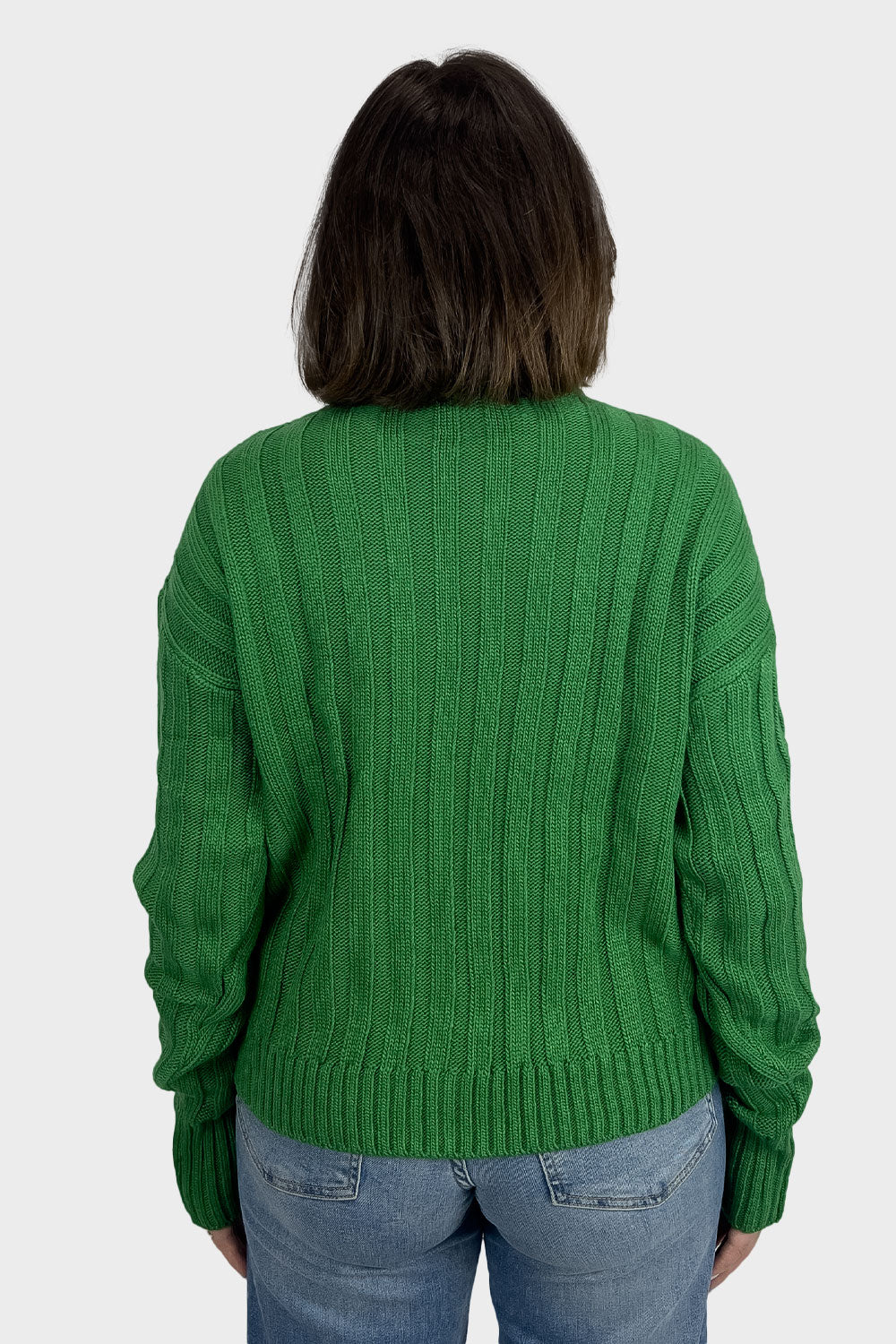 Green High Hip Ribbed Pullover