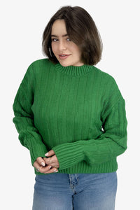 Green High Hip Ribbed Pullover