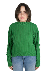 Green High Hip Ribbed Pullover