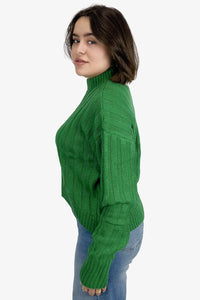 Green High Hip Ribbed Pullover