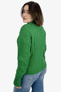 Green High Hip Ribbed Pullover