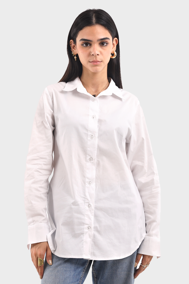 White Rounded Trim Shirt
