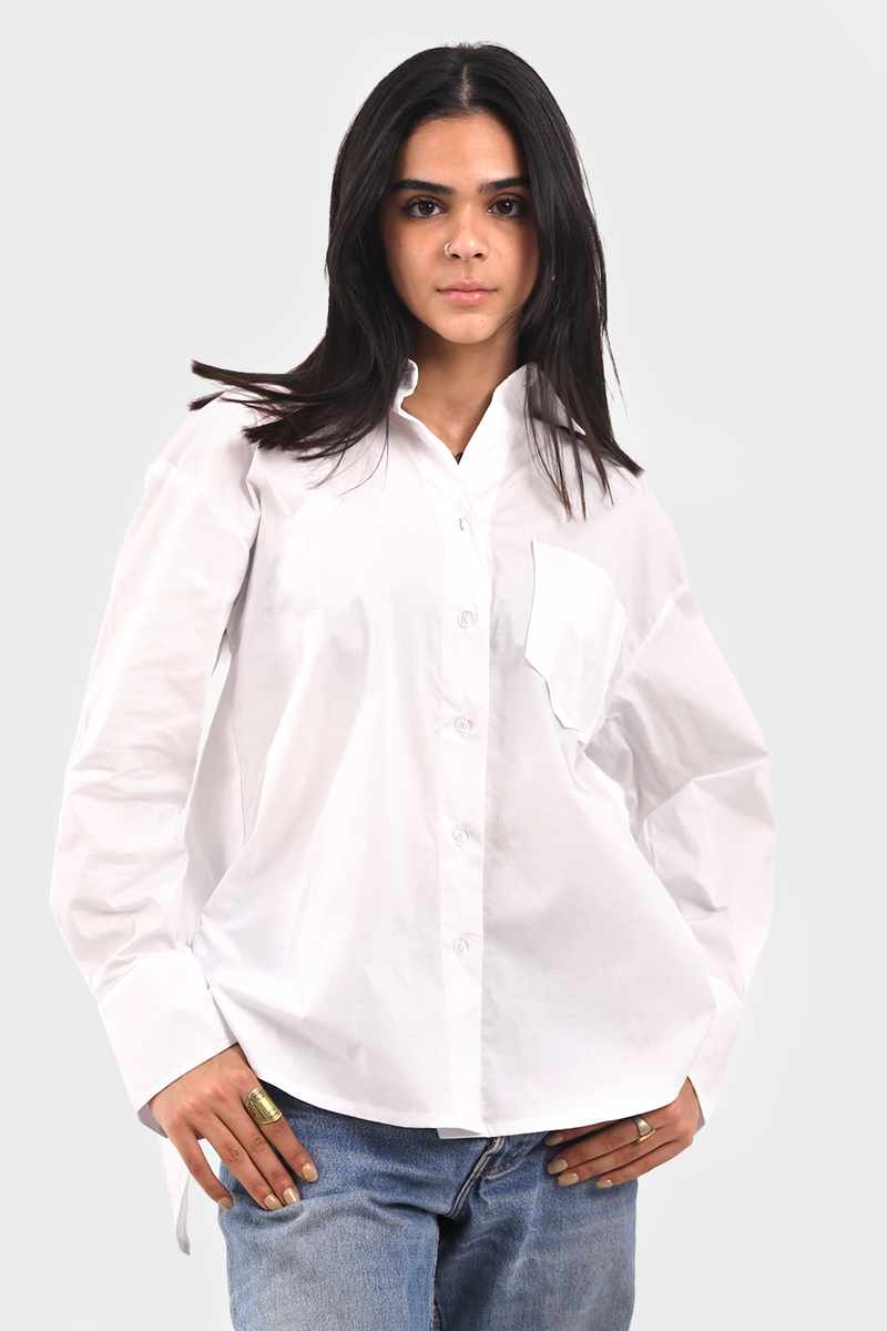 White Back Slit Shirt