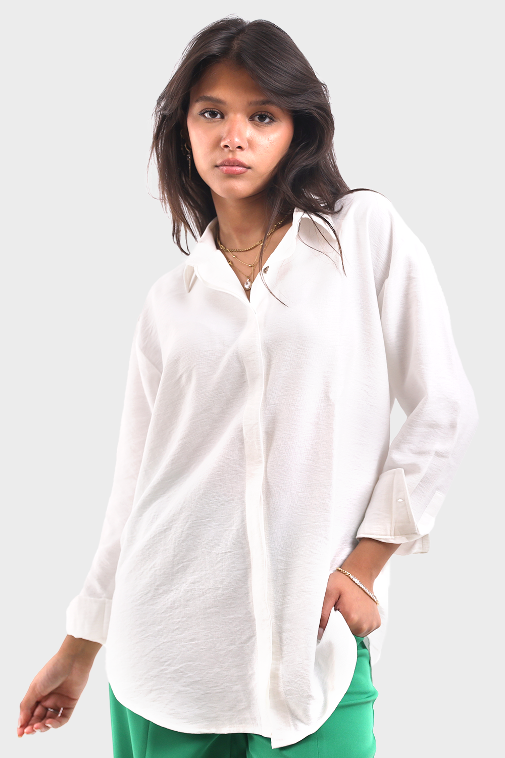 White Linen Oversized Shirt