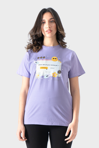 Lavender Front Printed Short Sleeve T-Shirt