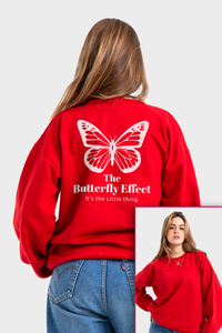 Red Oversized Crew Printed Sweatshirt