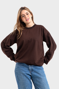 Brown Oversized Crew Neck Sweatshirt