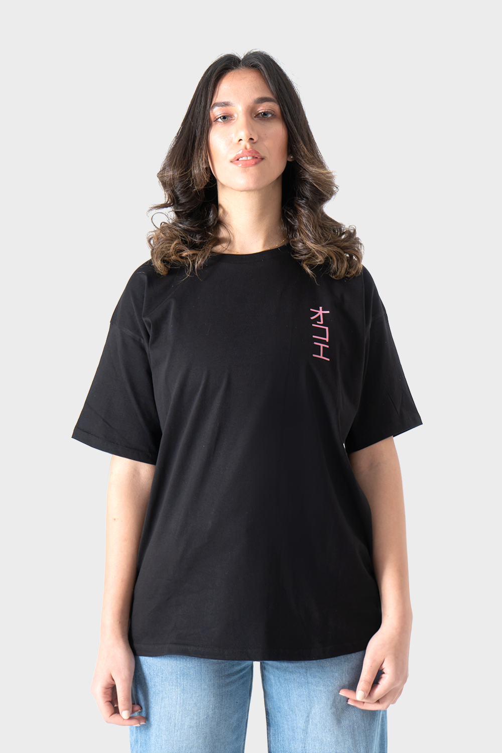 Black Animation Printed Over-Sized T-Shirt