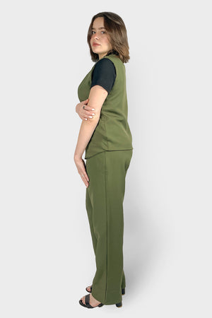 Olive Regular Fit Rosaline Vest Suit